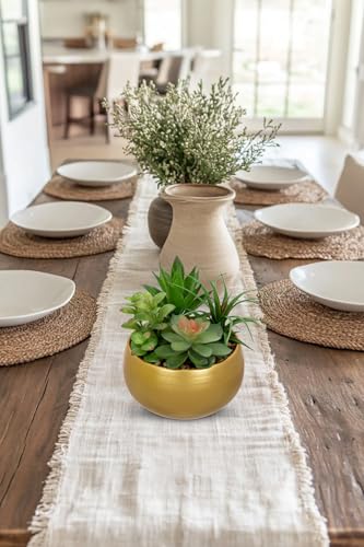 Briful Fake Succulents in Gold Metal Pot, Artificial Succulent Plants Arrangement for Home Decor, Small Faux Potted Plants Tabletop Centerpiece, Desk Office Bathroom Shelf Decorations - color: Gold#2