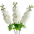 YalzoneMet 3 Pcs White Delphinium Artificial Flower, Real Touch Latex Delphinium Flower, Big 31.5'' Long Stem Lifelike Fake Silk Larkspur for Home Outdoor Wedding Flora Table Centerpiece - color: White