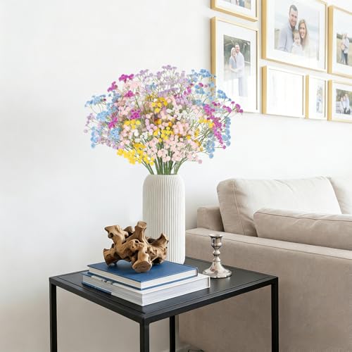 12PCS Babys Breath Artificial Flowers Bulk, 24inch Real Touch Fake Babies Breath Long Stem Gypsophila Bouquet for Floral Arrangements Wedding Dining Table Party Garden Decor (Mixed Colors) - color: Mixed Colors