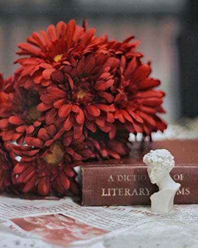TOPIA Artificial African Daisies Flowers African Daisy Silk Flowers Artificial Gerbera Daisies Pack of 10 (Red) - color: Red, size: 10pcs