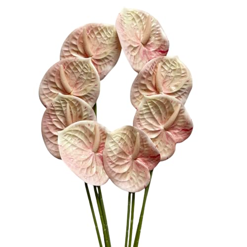 Corkwaw 8 Pcs 23-5/8 inch Artificial Anthurium Flowers Real Touch Fake Flower for Table Centerpieces Arrangement and Bridal Wedding Festival Decor Flower Arrangement (Yellow) - color: Yellow