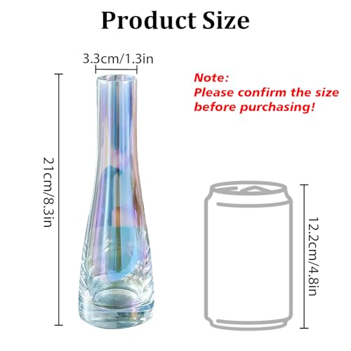 8.3'' Single Flower Vase, Small Glass Bud Vase Clear Single Stem Rose Vase, Colorful Tall Skinny Vases for Flowers Centerpieces Wedding Party Home and Office Décor