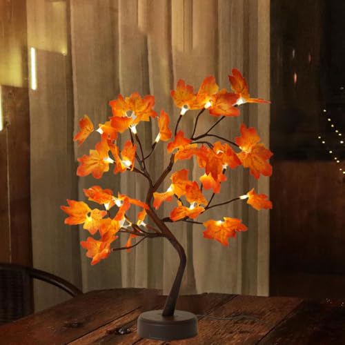 Lighted Artificial Fall Maple Trees with Lights, USB/Battery Autumn Decor Fall Decorations for Home，Thanksgiving Decorations Fall Home Decor - style: maple