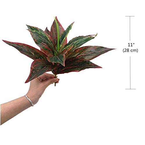 CATTREE Fake Plants Artificial Plant Outdoor Shrubs Faux Grass Plastic Leaves Greenery Bushes Home Garden Wedding Party Decorations Indoor Office Yard UV Resistant Planter Filler Red 2 Pack - color: Magnolia Grass-red-2 Pack