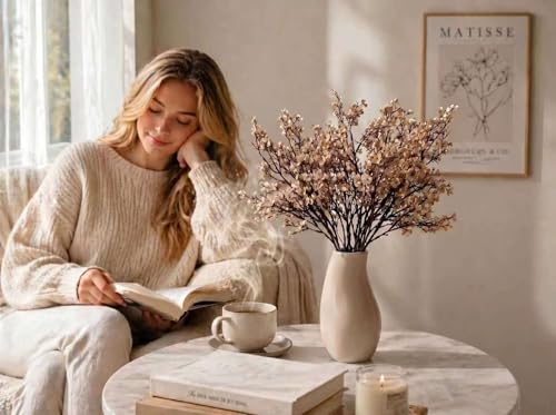 Mandy's 6 Bundles Artificial Light Brown Baby’s Breath Flowers | 18.5 Inch Silk Gypsophila European Style Modern Home Decor Centerpiece Neutral Wedding Flower Arrangements - color: Light Brown