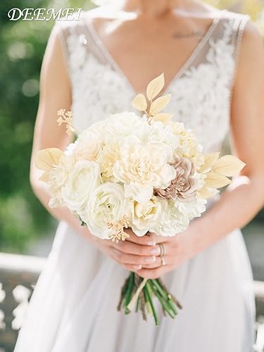Artificial Flowers Combo Box Set Fall Fake Flowers Silk Mix Roses Peonies with Stems for DIY Bridal Wedding Decor Bouquets Centerpieces Baby Shower Party Home Decorations Cream White 30pcs - color: Creamy White