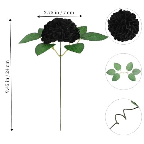 Dahlia Artificial Flowers,25Pcs Faux Black Dahlias Heads Real Looking Foam Flowers with Stem for Halloween Wedding Bridal Shower Party Home Decorations (Black) - color: Black