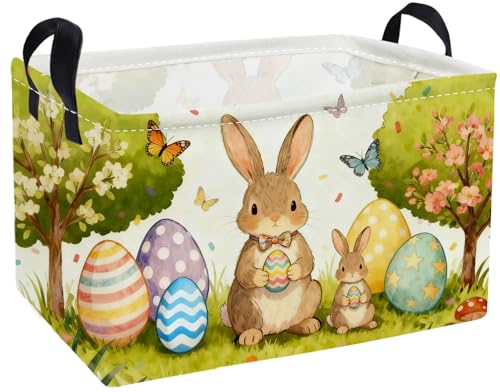 Essme Rectangular Easter Basket, Kids Storage bin Organizer with Handles for Easter Decor,Shelf Basket,Toy Organizer,Easter Baskets.(Cute Easter Basket) - color: Cute Easter Basket