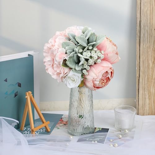 Dusty Pink Pre-Made Bridesmaids Bouquets Set of 6-7 inch Small Rustic Aritificial Flower Bouquet for Wedding Marriage Proposal Decor - color: Dusty Pink, size: Set of 6 Bouquets