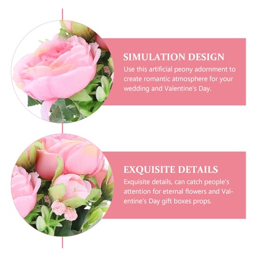 Abaodam Artificial Peony Flowers 4pcs Pink Fabric Simulation Peony Heads DIY Table Centerpiece Plastic Plants for Wedding Party Home Decoration