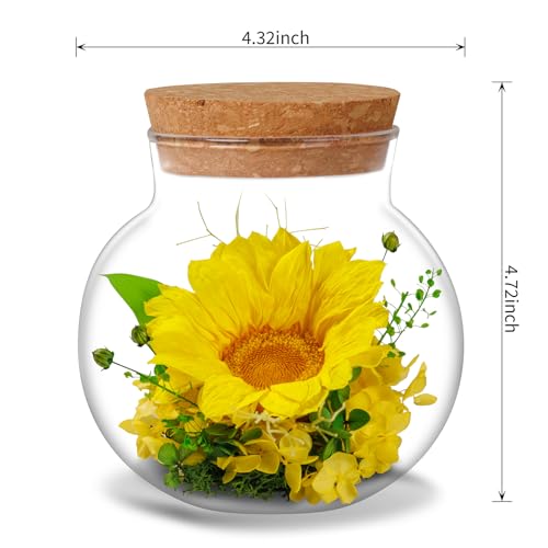 NATROSES Christmas Birthday Gifts for Women - Handmade Preserved Flowers Wish Bottle for Valentine's Day, Mother's Day, Anniversary, Home Decor (Yellow) - color: Yellow