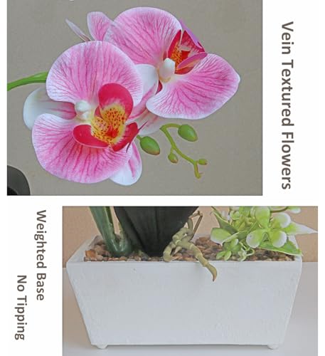 Pink Orchid Artificial Flowers Faux Orchid Flower Decorations Fake Indoor Plants Dining Table Decor Centerpiece Arrangements Phalaenopsis Orchids Fake Flowers That Look Real Home Decoration - color: Pink