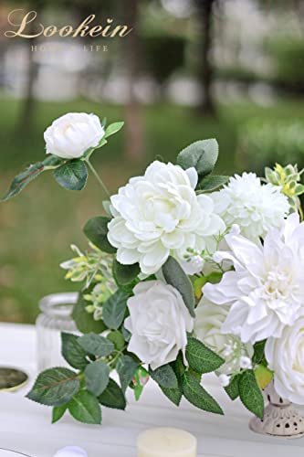 Lookein Artificial Flowers for DIY Wedding Decoration Bridal Bouquet Table Centerpieces Flower Garland Wreaths Aisle Arch Flower Decoration Home Decor, Vibrant Ivory - color: Vibrant Ivory