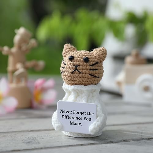 YOOJEE Positive Crochet Animals Cat – “Never Forget the Difference You Make” - color: Cat-Never Forget the Difference You Make