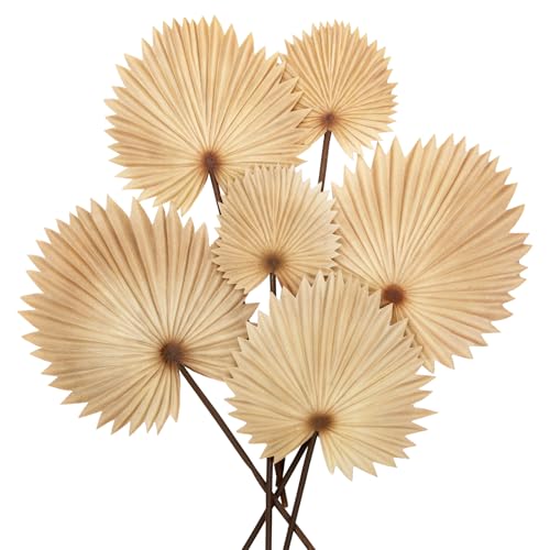 Pu Foam Sorrell Brown Artificial Palm Leaves Faux Palm Tropical Leaves Fake Palm Fronds for DIY Wedding Bouquets Fake Leaves for Centerpieces Arrangements Bridal Shower Palm Leaf for Home Decor-6Pcs - color: Sorrell Brown