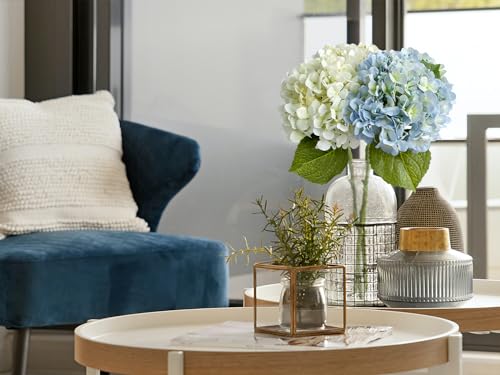 ZYTUYO 2PCS White & 2PCS 20" Light Blue Hydrangea Artificial Flowers Real Touch Faux Hydrangeas with Long Stem for Spring Home Decor Baby Shower Floral Arrangement Kitchen Party Wedding Xmas Decor - color: White/Light Blue