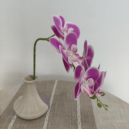 Fake Orchids Artificial Flowers Heads, 3.5''Fake Orchid Heads for Wedding Floral Bouquet Decor DIY Craft Making Bridal Shower Photography Props (80, Rose red with White Edge) - color: Rose Red With White Edge