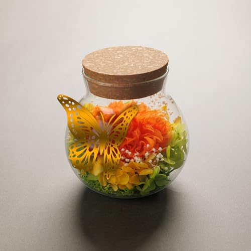 NATROSES Christmas Birthday Gifts for Women - Handmade Preserved Flowers Wish Bottle for Valentine's Day, Mother's Day, Anniversary, Home Decor (Orange) - color: Orange