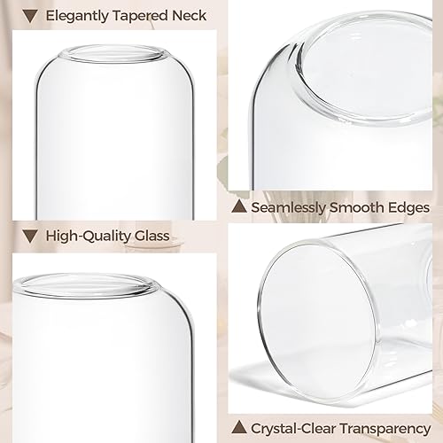ComSaf Small Flower Vase Set of 12, Glass Bud Vases in Bulk, Clear Vases for Flower, Decor Centerpiece for Bathroom, Decorative Vases for House Warming, Valentines' Day, Mother's Day, Thanksgiving Day