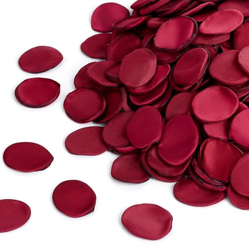 SITUMEIZI 400PCS Fake Rose Petals Artificial Burgundy Silk Flower Petals for Romantic Night for Her Set Valentine's Day, Wedding, Proposal Anniversary Decorations - color: Wine