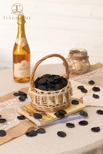 TINGE TIME 200pcs Silk Rose Petals Black Flower Petals for Wedding, Flower Girl Basket, Aisle Runner, Romantic Dinner Centerpieces, Proposal, Party Confetti - color: Black