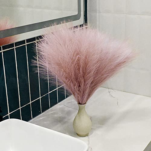 6 PCS Faux Pampas Grass Arrangement - 18"/45cm Artificial Fluffy Pompous Grass Stems for Boho Chic Home and Wedding Decor (Dust Pink) - color: D4- Dust Pink