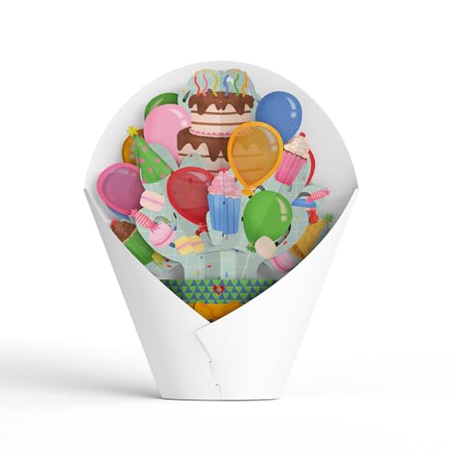 Lovepop Birthday Bash Pop-Up Bouquet with LED Lights for Her and Him - 3D Light-Up Greeting Cards for Boys, Girls, Men, Women - 12" Bouquet - Blank Notecard & Envelope Included - color: Birthday Bash Light-Up Bouquet