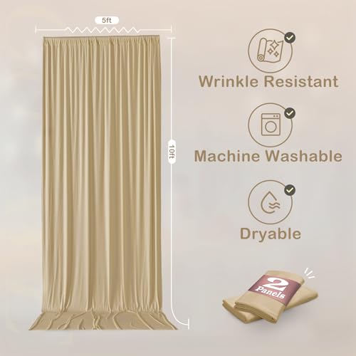 30ftx10ft Champagne Backdrop Curtains for Parties, Wrinkle Free Photo Curtains Backdrop Drapes 6 Panels Back Drop Cloth Drapery for Wedding Birthday Photography Background - color: Champagne, size: 30ftx10ft