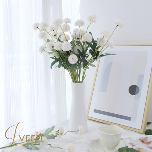 LVEFIT 10 Pcs Beige Kiku Flower Fake Mums Long Stem Flowers,Faux Kiku Flower Bulk,Silk Flowers Mini Chrysanthemum Floral Arrangements,Artificial Flowers Chrysanth Mini Fake Flower - color: Beige