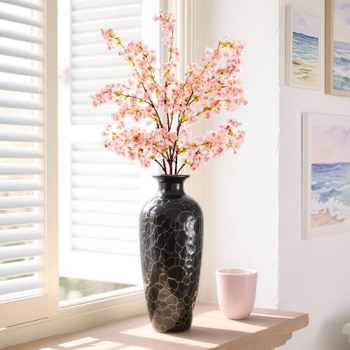 SITUMEIZI Artificial Cherry Blossom Branches Silk 39 Inch Faux Cherry Flowers Peach Tall Stems for Home Wedding Bedroom Table Japanese Real Touch Vase Decoration(3Pcs,Pink) - color: 3pcs-premium Pink, size: 39 Inches