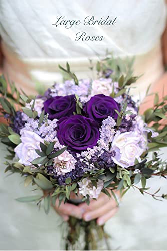 Laelfe 12 pcs Artificial Roses Flowers Long Stem Fake Silk Rose for Home Wendding Decorations (Purple) - color: Purple