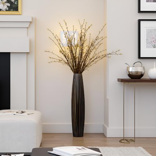 Floor Vases, Tall Floor Vase 23.6 inch (60CM, 1.96FT) Tall Vases, Sturdy Black Vase for Living Room Decor, Resin Bronze Color - color: Brown