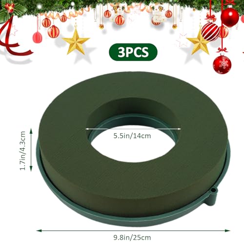 3Pcs Floral Foam Rings 10 Inch Round Floral Wet Foam Ring Foam Ring Flower Arrangement Kit for Florist Wedding Foam Decoration, Green