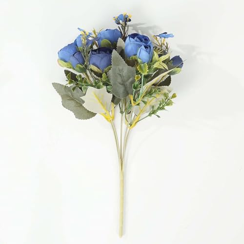 Efavormart 4 Pack 12 inch Navy Blue Artificial Mini Ranunculus Bouquets, Silk Persian Buttercup Faux Flower Arrangements for Modern Events and Creative DIY Crafts - color: Navy Blue