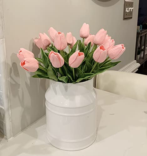 Beferr Pink Tulips Artificial Flowers 18Pcs Faux Tulip Real Touch Tulip Fake Flowers Bouquets Arrangements for Mothers Day Spring Easter Wedding Home Table Decor Pink - color: K-18pcs-1colors-pink, size: 18PCS