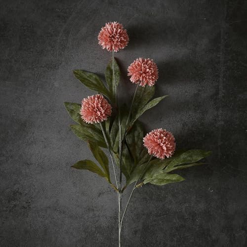 VIERENA 12 Pcs Faux Silk Pompon Mum Artificial Flowers for Vase -27", Bulk Fake Chrysanth Branches with Stems for DIY Bouquet Centerpieces Wedding Fillers Arrangements Shower Decorations (Dusty Pink) - color: Dusty Pink