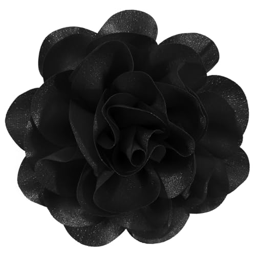 6.3” Large Flower Rose Brooch Pins for Women Fashion | Elegant Black Rose Hair Clip Large Flower Brooches for Women, Floral Clips & Lapel Brooch Pin for Dresses, Must Have in Fashion Dress Accessories - color: Black