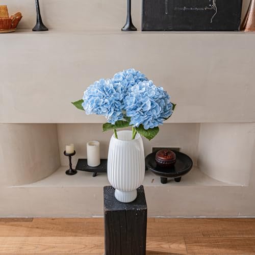 22" Large Real Soft Touch Artificial Hydrangea Flowers Bouquet Latex Hydrangeas for Wedding, Home, Office, Bridal Party Decoration Garden Office Room Table Centerpieces 3pcs Blue - color: 3pcs Blue