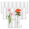 16 Pack Glass Cylinder Vase, 7.67" H×2.36" W Clear Vases for Centerpieces, Flower Vases for Bouquet,Hurricane Vase Ideal for Wedding Table Centerpieces, Floating Candles & Bouquet Arrangements - size: Smooth-16PCS