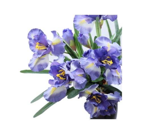 36inch Tall Blue Artificial Iris Flower Silk Flower 9 Heads, 3 pcs Real Touch Faux Flowers Picks Bouquet,Long Stems Fake Flower for Home Party,Wedding Flowers Arrangements,Dining Table Centerpieces - color: Blue