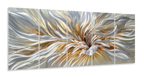 YHSKY ARTS Abstract Floral Metal Wall Art Sculpture Hand Crafted 5-Piece Set for Living Room and Bedroom Decor - color: Floral Art, size: 64x24IN