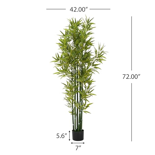 Christopher Knight Home Alene Set of 2 72''H Artificial Tree Indoor, Artificial Bamboo Tree with Nursery Pot, Faux Tree with Black Plastic Pot for Living Room, Artificial Plant for Home Decor, Green - color: Green/72''h
