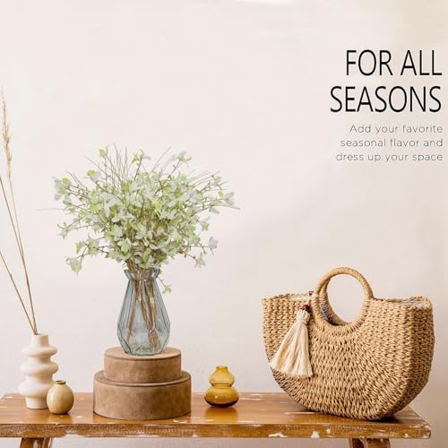 16" 24pcs Rustic Spring Summer Fall Blooming Cherry Wild Flowers Decorations for Crafts or vase, Farmhouse Home Wedding Centerpieces Bouquets Decors - Cream Green - color: Cream-green