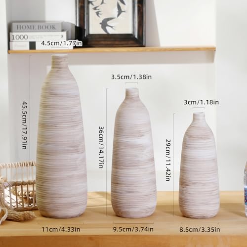ALMA 18 inch Extra Tall Floor Vase for Home Decor, Large Boho Vase for Tall Pampas Grass, Cream Ceramic Flower Vase for Centerpieces, Living Room Floor, Entryway Floor, Mantel, Bookshelf - color: Skinny-white-18"