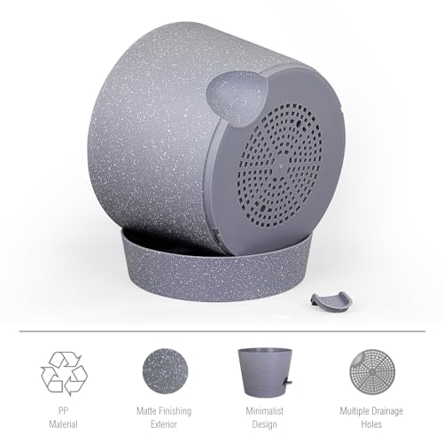 Meowell 12 inch Large Self Watering Pots for Indoor Outdoor Plants, Plant Pots with Mesh Drainage Holes for Garden House Plants, Plastic Planters with Reservoir for Flower, Speckled Grey - color: Speckled Grey, size: 12inch A