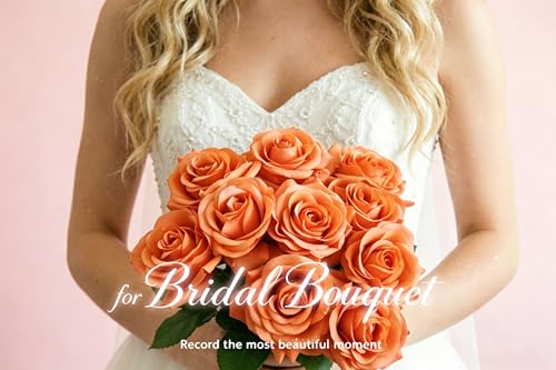 10 Pcs Real Touch Artificial Roses Fake Rose Long Stem Silk Faux Flowers Bridal Bouquet for Wedding Home Decor Romantic Valentine Gifts (Orange) - color: Orange