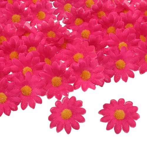 uxcell 100pcs Artificial Daisy Flower Heads, 1.6" Silk Fake Daisies, Mini Daisies, Artificial Flowers, Bulk for DIY Wedding Bouquets, Centerpieces, Party Decor, Home Decor, Rose Red - color: Rose Red/Yellw