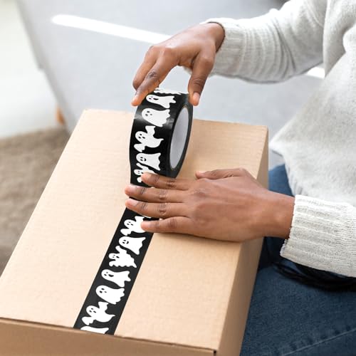 Whaline Halloween Packing Tape 100 Yard Cute Ghost Decorative Sticky Gift Wrapping Tape for DIY Crafts Small Business Sealing Boxes Mail Boxes Supplies - style: Halloween Ghost