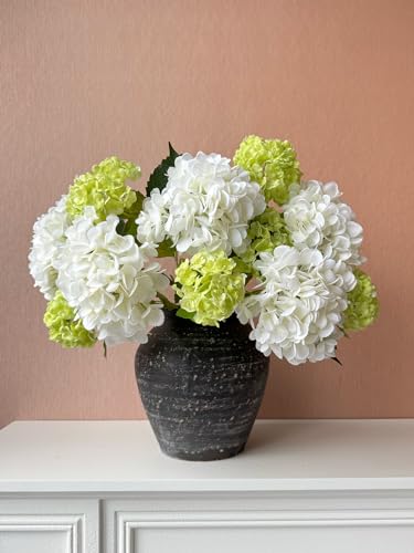 RUZUQE YalzoneMet 4pcs Viburnum Artificial Flower Snowball 26.8'' Long Stem Green Small Hydrangea Flower Real Touch Lifelike Latex Flower for Home Christmas Decoration Xmas Table Flower - color: Green