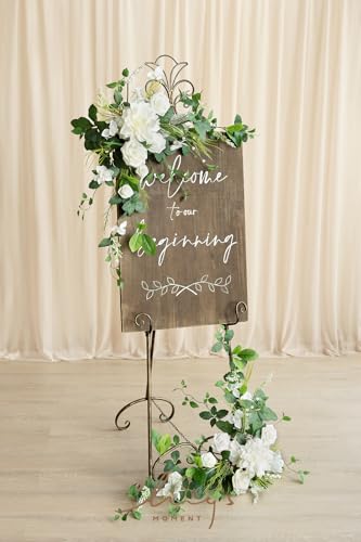Ling's Moment 2pcs Wedding Flowers Garland Artificial Floral Swag Arch Decorations Greenery Arrangements Lily of The Valley White Ceremony Reception Garden Easel Wall Entryway Outdoor NOT Include Sign - color: Lily of the Valley White